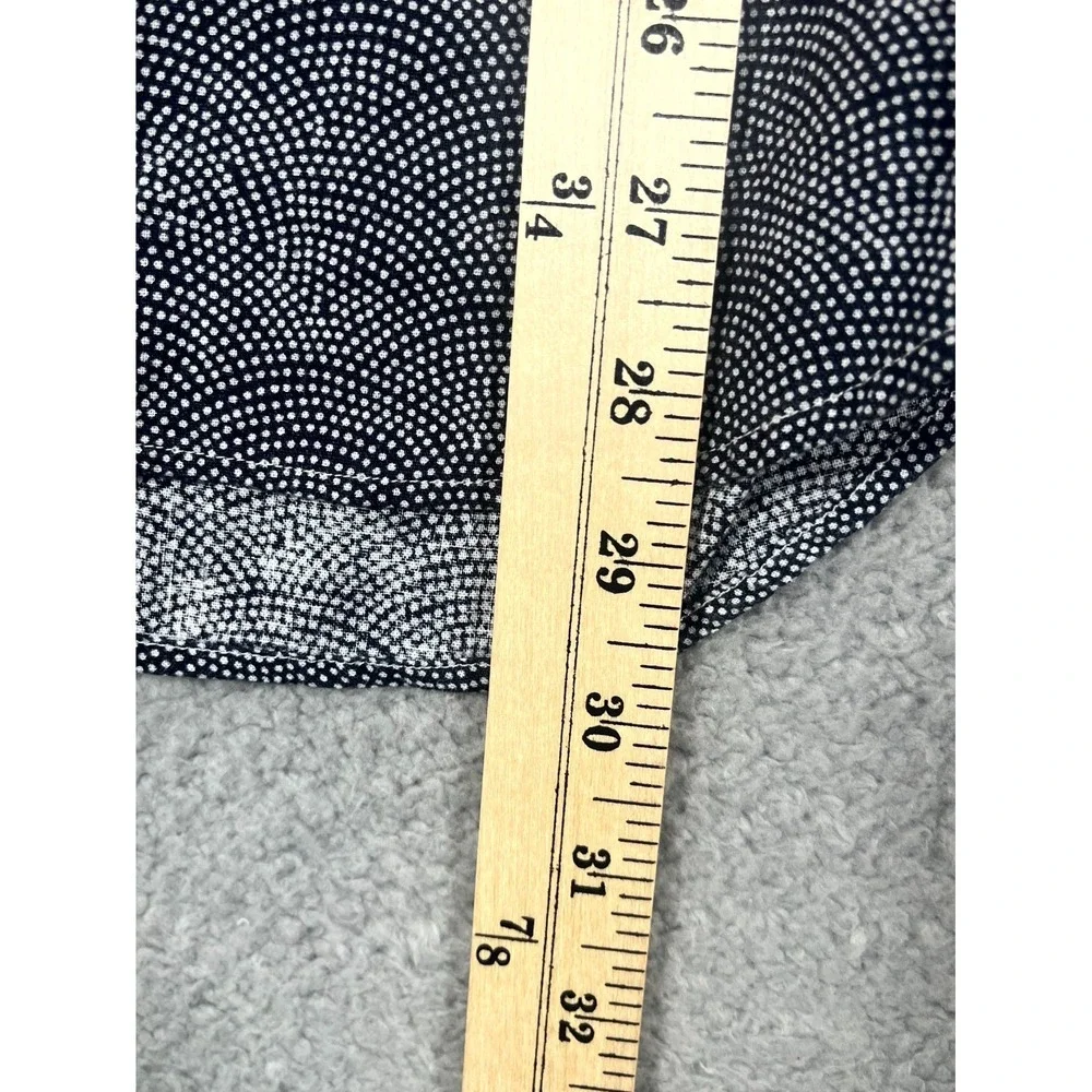 Banana Republic Shirt Men L Linen Blend Black White Dotted Wave Pattern Party